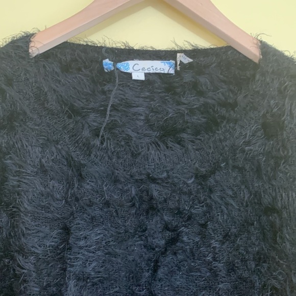 Cecico | Teddy Fuzzy Furry Ombre Stretchy Long Sleeve Round Neck Sweater L - Picture 12 of 17